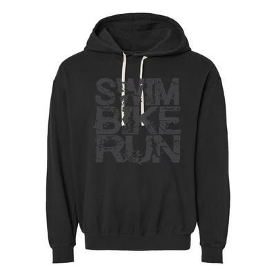 Triathlon Swim Bike Run Triathlete Garment-Dyed Fleece Hoodie