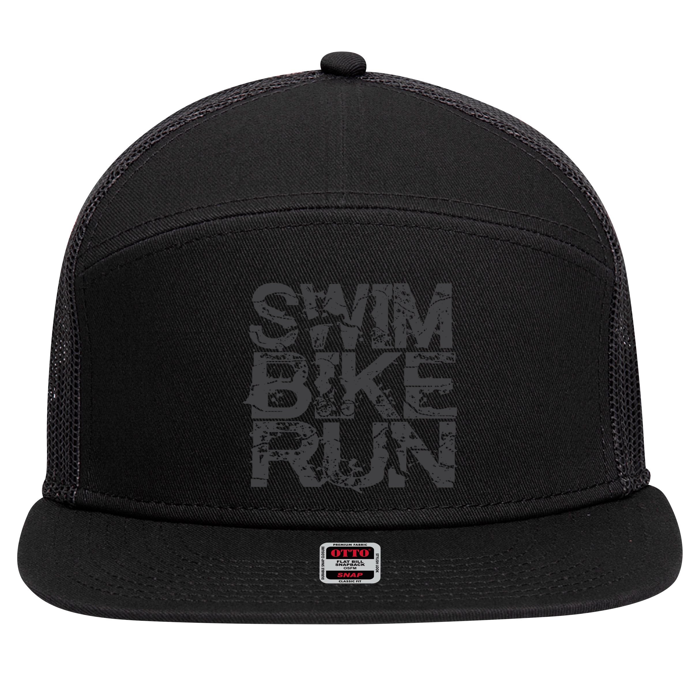 Triathlon Swim Bike Run Triathlete 7 Panel Mesh Trucker Snapback Hat