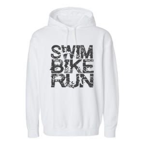 Triathlon Swim Bike Run Triathlete Garment-Dyed Fleece Hoodie