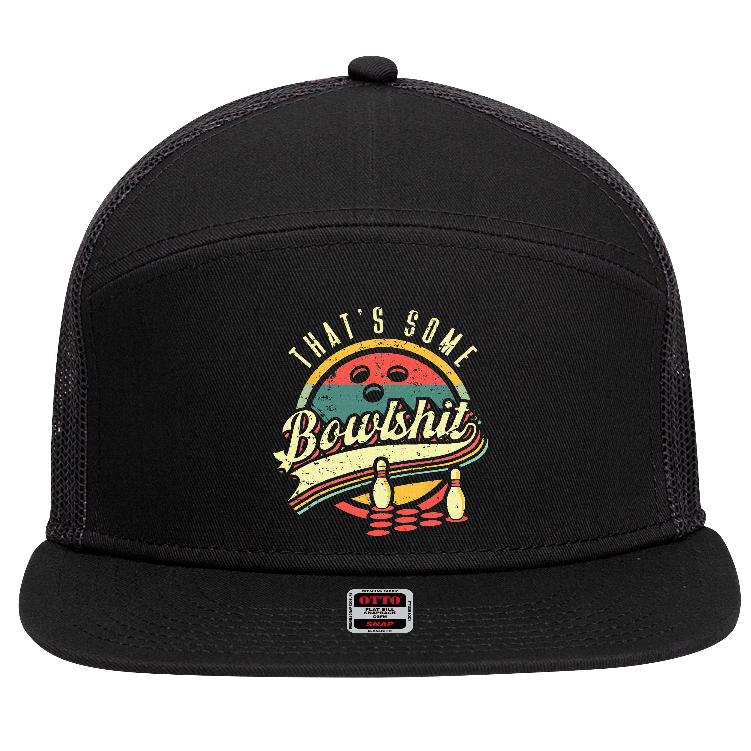 Thats Some Bowlshit Bowling Pun Bowler 7 Panel Mesh Trucker Snapback Hat