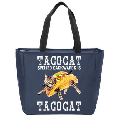 Tacocat Spelled Backward Is Taco Cat Funny Cinco De Mayo Zip Tote Bag