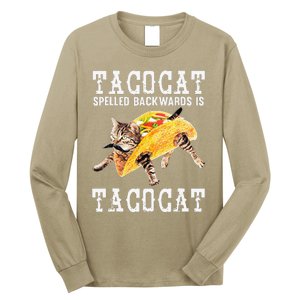 Tacocat Spelled Backward Is Taco Cat Funny Cinco De Mayo Long Sleeve Shirt