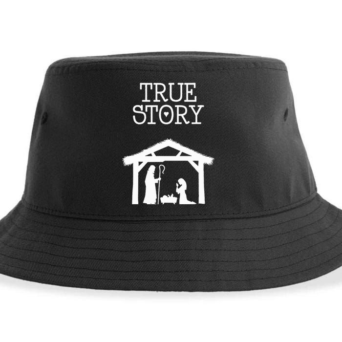 True Story Birth of Christ Nativity Manger Scene Christian  Sustainable Bucket Hat