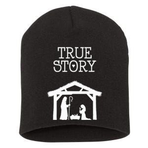 True Story Birth of Christ Nativity Manger Scene Christian  Short Acrylic Beanie