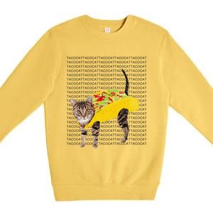 Tacocat Spelled Backwards Is Tacocat Funny Taco Cat Premium Crewneck Sweatshirt