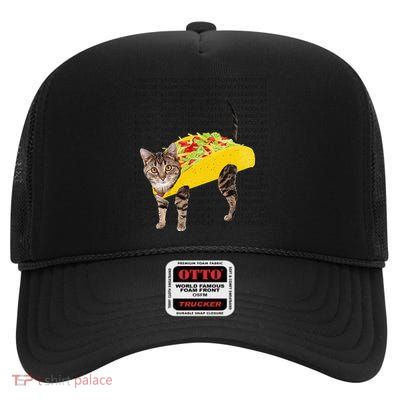 Tacocat Spelled Backwards Is Tacocat Funny Taco Cat High Crown Mesh Back Trucker Hat