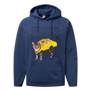 Tacocat Spelled Backwards Is Tacocat Funny Taco Cat Performance Fleece Hoodie