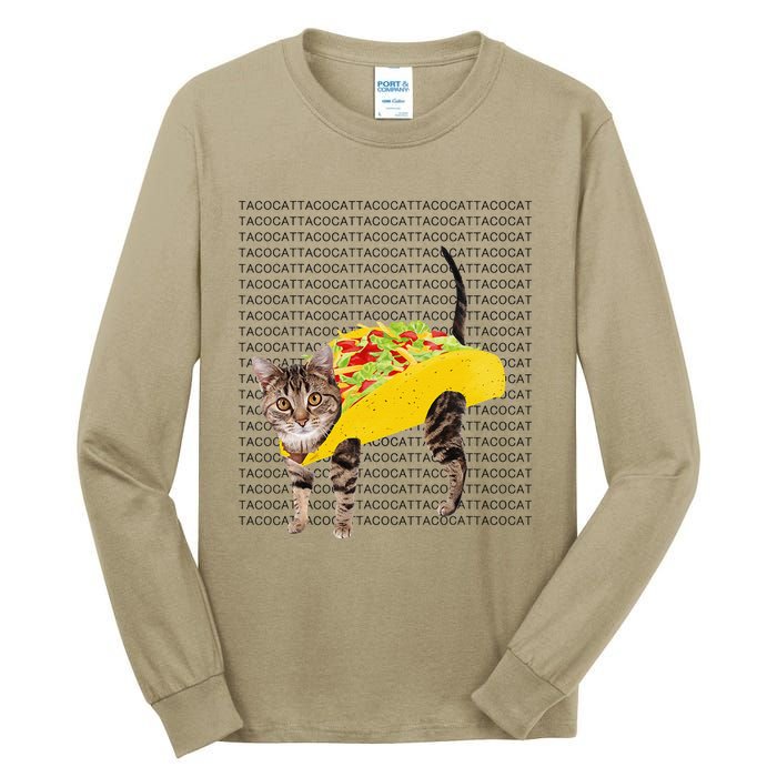 Tacocat Spelled Backwards Is Tacocat Funny Taco Cat Tall Long Sleeve T-Shirt