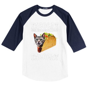 Tacocat Spelled Backwards Is Tacocat Funny Cat Gift Baseball Sleeve Shirt