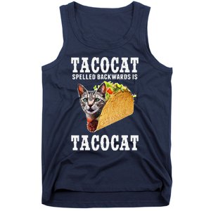 Tacocat Spelled Backwards Is Tacocat Funny Cat Gift Tank Top