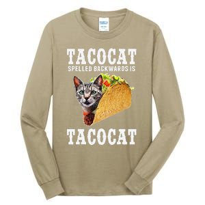 Tacocat Spelled Backwards Is Tacocat Funny Cat Gift Tall Long Sleeve T-Shirt