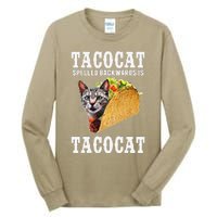 Tacocat Spelled Backwards Is Tacocat Funny Cat Gift Tall Long Sleeve T-Shirt