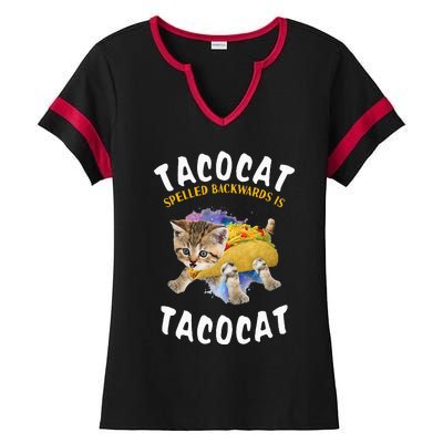 Tacocat Spelled Backward Is Tacocat Cat And Taco Lover Ladies Halftime Notch Neck Tee