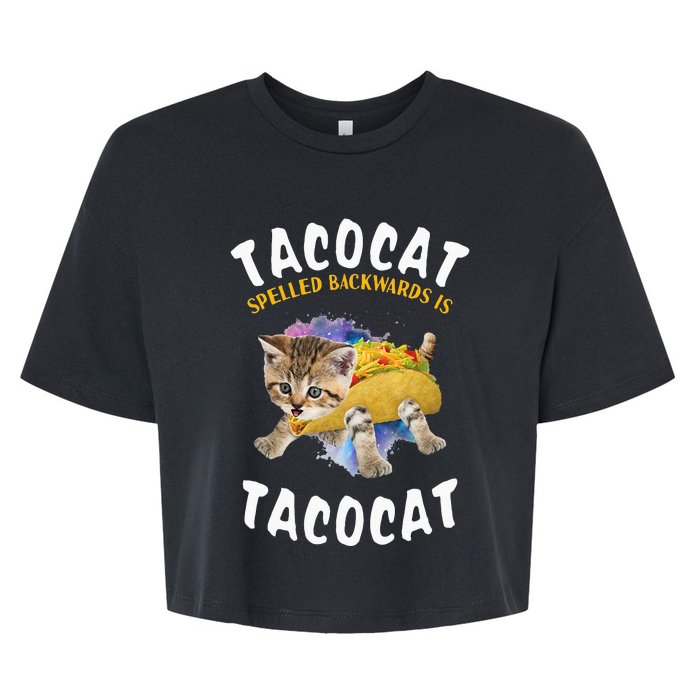 Tacocat Spelled Backward Is Tacocat Cat And Taco Lover Bella+Canvas Jersey Crop Tee