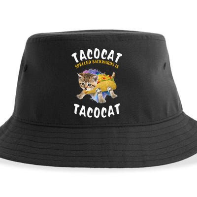 Tacocat Spelled Backward Is Tacocat Cat And Taco Lover Sustainable Bucket Hat