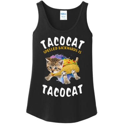 Tacocat Spelled Backward Is Tacocat Cat And Taco Lover Ladies Essential Tank