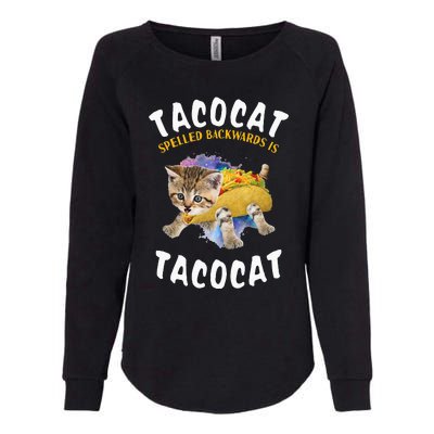 Tacocat Spelled Backward Is Tacocat Cat And Taco Lover Womens California Wash Sweatshirt