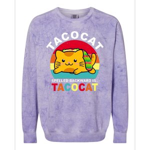 Tacocat Spelled Backward Is Tacocat Funny Colorblast Crewneck Sweatshirt