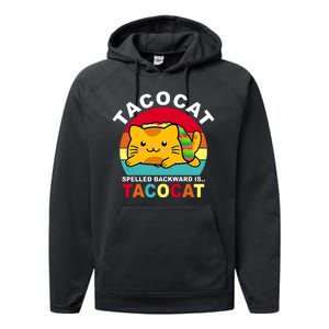 Tacocat Spelled Backward Is Tacocat Funny Performance Fleece Hoodie