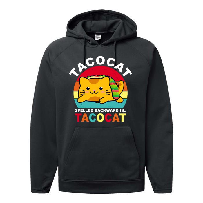 Tacocat Spelled Backward Is Tacocat Funny Performance Fleece Hoodie