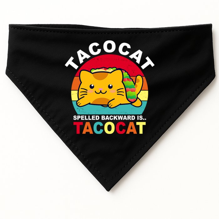 Tacocat Spelled Backward Is Tacocat Funny USA-Made Doggie Bandana
