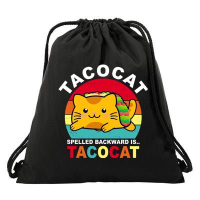 Tacocat Spelled Backward Is Tacocat Funny Drawstring Bag
