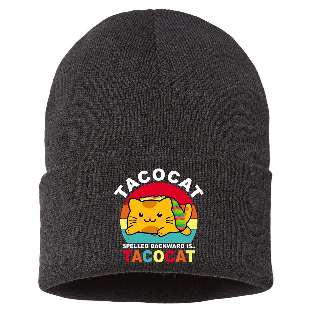 Tacocat Spelled Backward Is Tacocat Funny Sustainable Knit Beanie