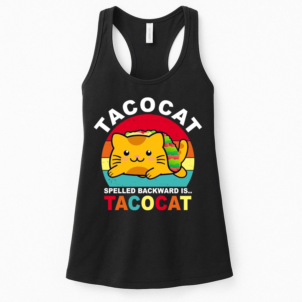 Tacocat Spelled Backward Is Tacocat Funny Womens Tank Top