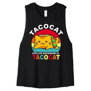 Tacocat Spelled Backward Is Tacocat Funny Women's Racerback Cropped Tank