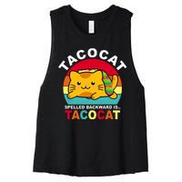 Tacocat Spelled Backward Is Tacocat Funny Women's Racerback Cropped Tank