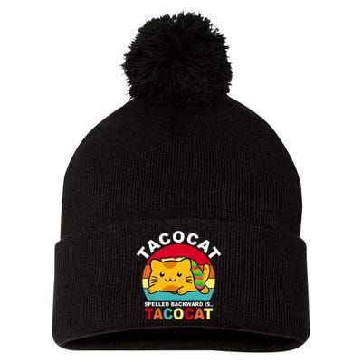 Tacocat Spelled Backward Is Tacocat Funny Pom Pom 12in Knit Beanie