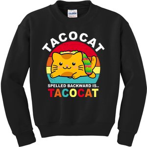 Tacocat Spelled Backward Is Tacocat Funny Kids Sweatshirt