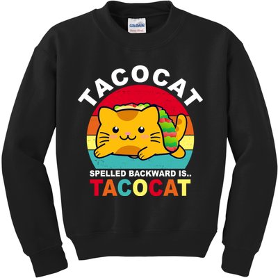 Tacocat Spelled Backward Is Tacocat Funny Kids Sweatshirt