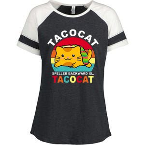 Tacocat Spelled Backward Is Tacocat Funny Enza Ladies Jersey Colorblock Tee