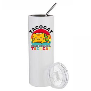 Tacocat Spelled Backward Is Tacocat Funny Stainless Steel Tumbler