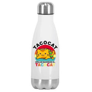 Tacocat Spelled Backward Is Tacocat Funny Stainless Steel Insulated Water Bottle