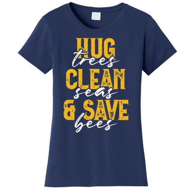 Trees Seas Bees Environmentalist Cute Earth Day Gift Women's T-Shirt