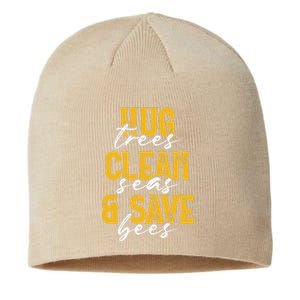 Trees Seas Bees Environmentalist Cute Earth Day Gift Sustainable Beanie