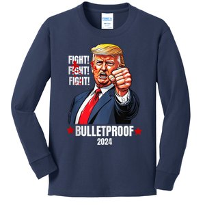 Trump Shot Bulletproof Bloody Ear Bleeding Butler Pa Trump Kids Long Sleeve Shirt