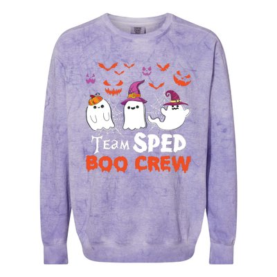 Team Sped Boo Crew Cute Ghost Halloween Costume Teacher Colorblast Crewneck Sweatshirt