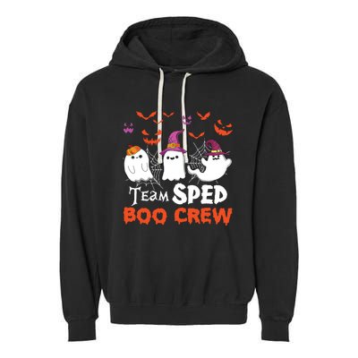 Team Sped Boo Crew Cute Ghost Halloween Costume Teacher Garment-Dyed Fleece Hoodie