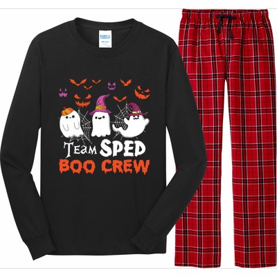 Team Sped Boo Crew Cute Ghost Halloween Costume Teacher Long Sleeve Pajama Set