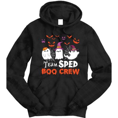 Team Sped Boo Crew Cute Ghost Halloween Costume Teacher Tie Dye Hoodie