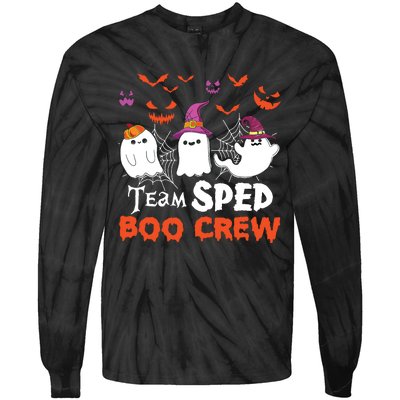 Team Sped Boo Crew Cute Ghost Halloween Costume Teacher Tie-Dye Long Sleeve Shirt