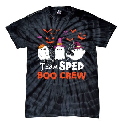 Team Sped Boo Crew Cute Ghost Halloween Costume Teacher Tie-Dye T-Shirt