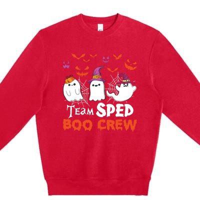 Team Sped Boo Crew Cute Ghost Halloween Costume Teacher Premium Crewneck Sweatshirt