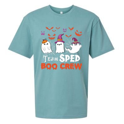 Team Sped Boo Crew Cute Ghost Halloween Costume Teacher Sueded Cloud Jersey T-Shirt