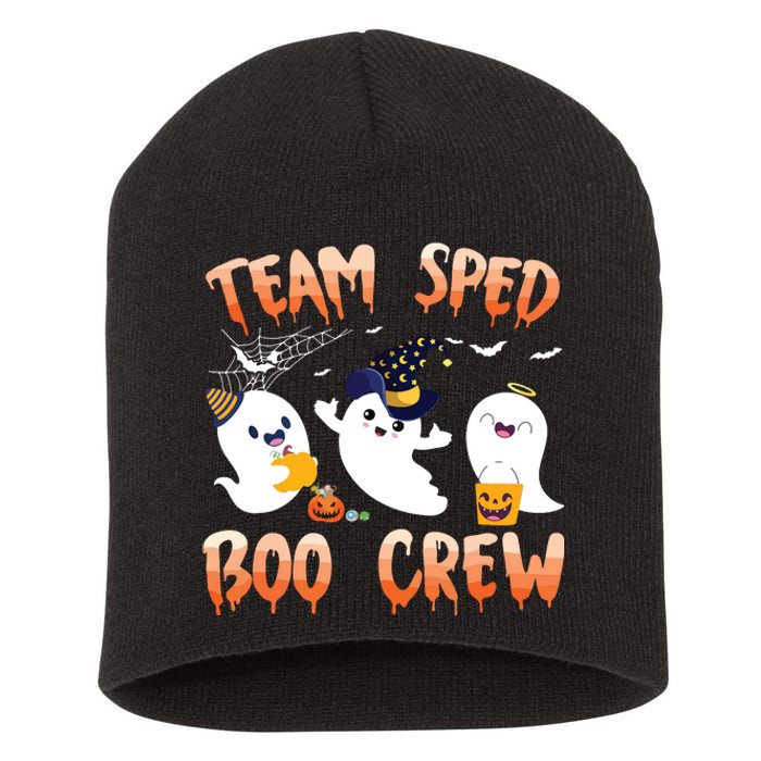 Team SPED Boo Crew Halloween Ghost SPED Special Ed Teacher Short Acrylic Beanie