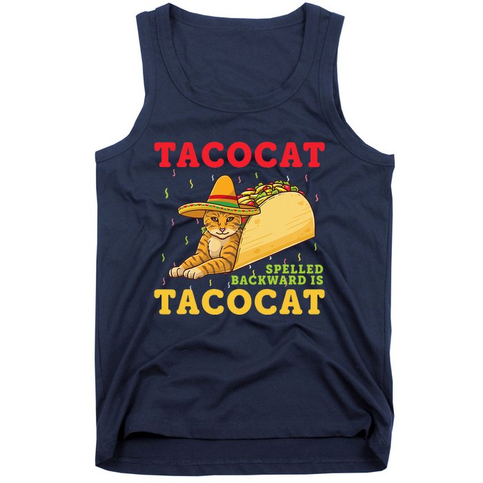 Tacocat Spelled Backwards Tacos And Cats Cinco De Mayo Tank Top