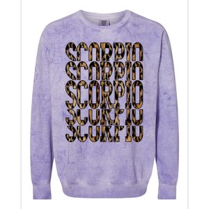 Team Scorpio Birthday October November Leopard Print Meaningful Gift Colorblast Crewneck Sweatshirt